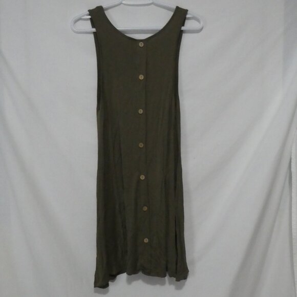REVAMPED By Sirens | small | Khaki Sleeveless Dress With Back Button Detail - Picture 2 of 16